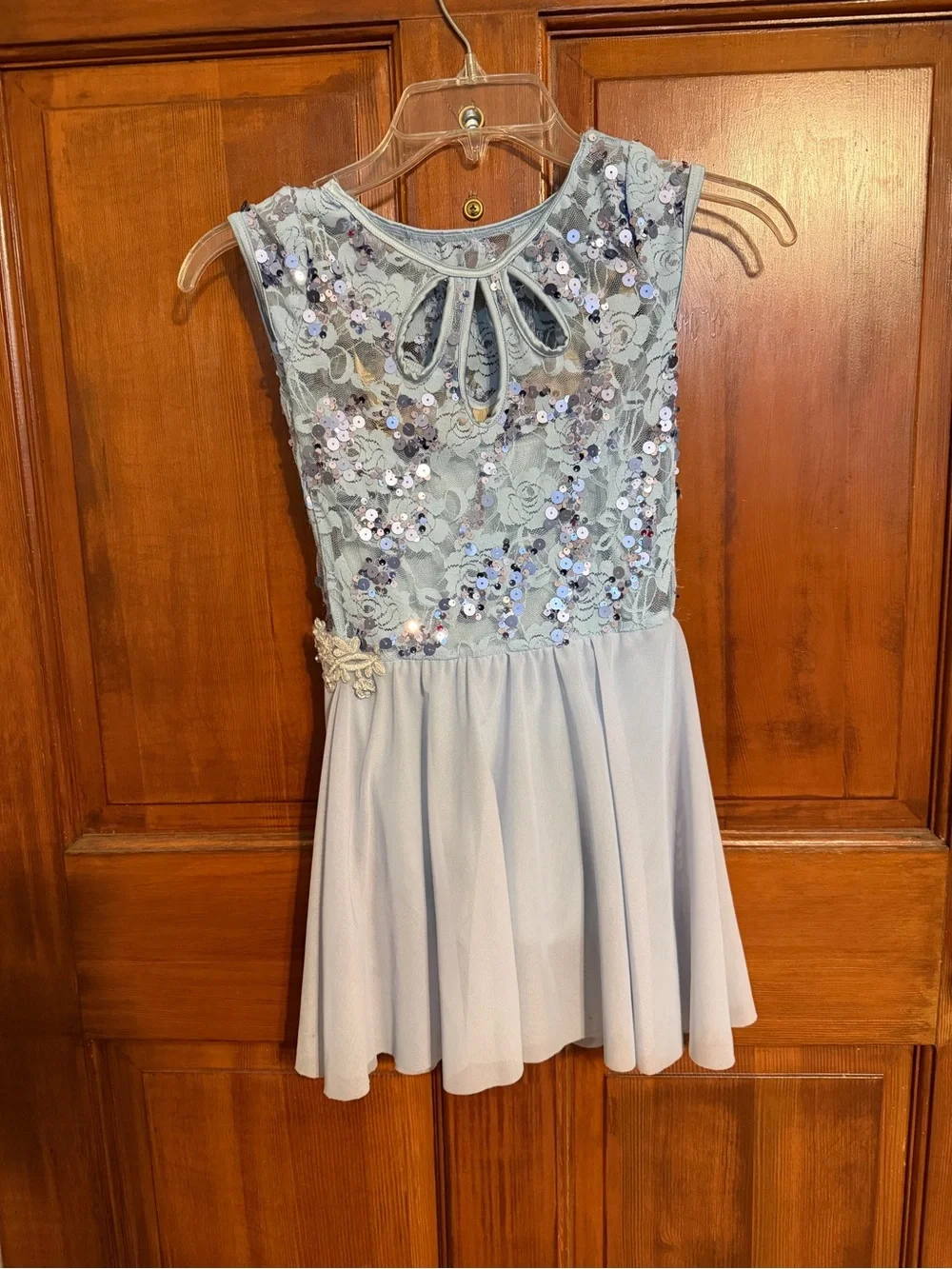 Weissman Light Blue Sequin Lace Chiffon Girls Lyrical Dance Costume